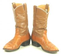 Nocona Distressed Caramel & Brown Cowboy Boots Vintage USA Made Men