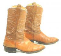 Nocona Distressed Caramel & Brown Cowboy Boots Vintage USA Made Men