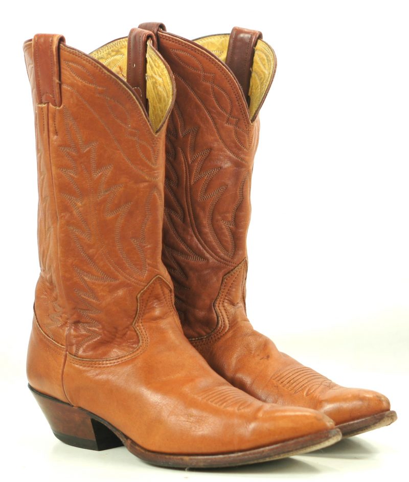 Nocona Pumpkin Brown Leather Cowboy Western Boots Vintage US Made Women