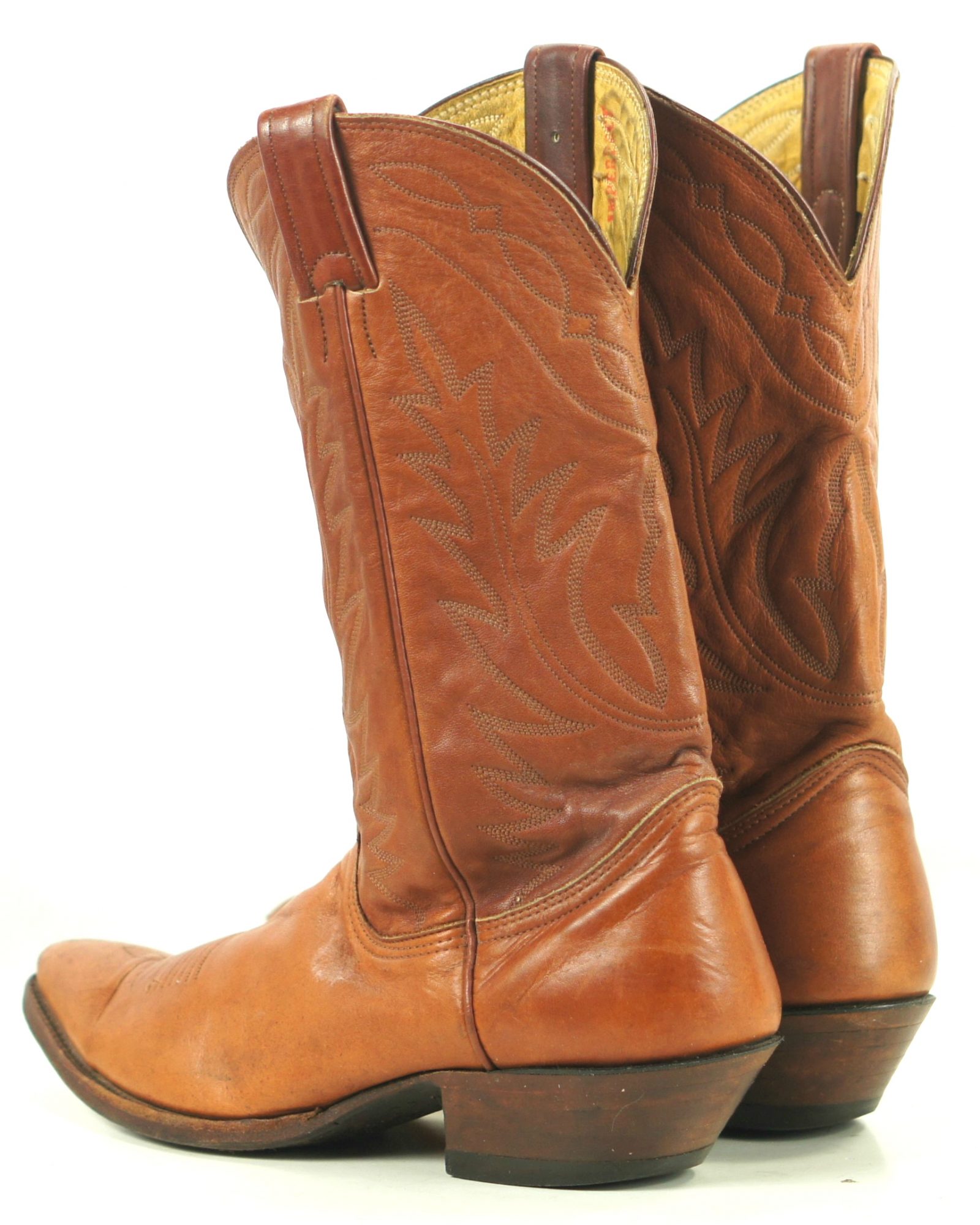 Nocona Pumpkin Brown Leather Cowboy Western Boots Vintage US Made Women