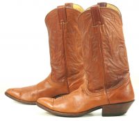 Nocona Pumpkin Brown Leather Cowboy Western Boots Vintage US Made Women