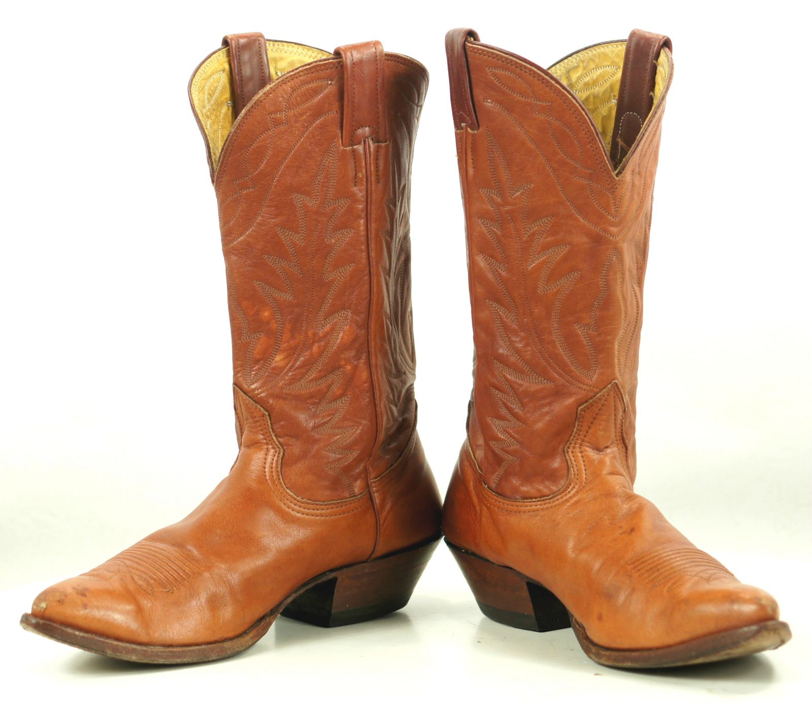 Nocona Pumpkin Brown Leather Cowboy Western Boots Vintage US Made Women