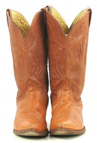 Nocona Pumpkin Brown Leather Cowboy Western Boots Vintage US Made Women