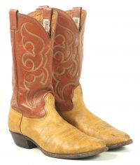 Nocona Western Cowboy Boots Two Tone Brown Leather Vintage US Made (2)