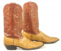 Nocona Western Cowboy Boots Two Tone Brown Leather Vintage US Made (3)