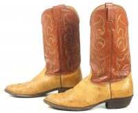 Nocona Western Cowboy Boots Two Tone Brown Leather Vintage US Made (6)