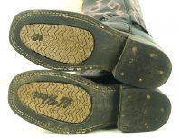 Old West Black Patent Leather Cowboy Western Boots Boho Peach Collar Women