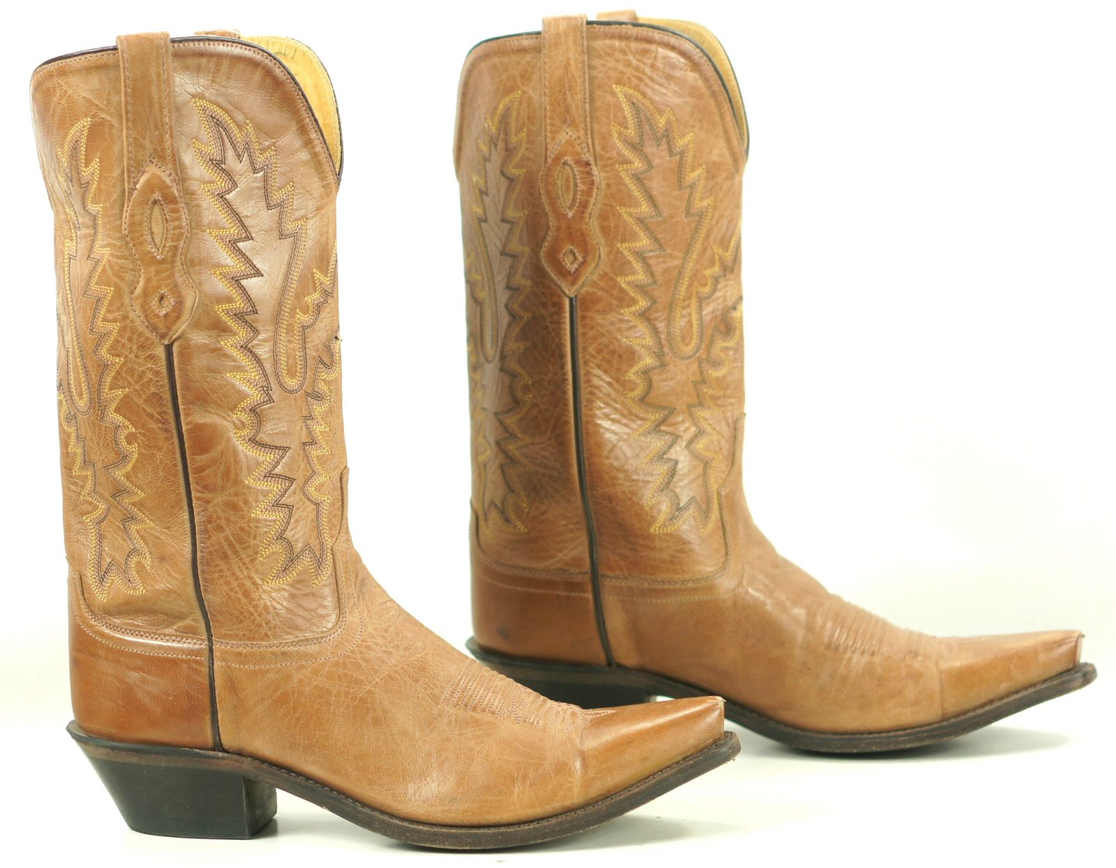 Old West Marbled Honey Brown Leather Cowboy Western Boots LF1529 Women