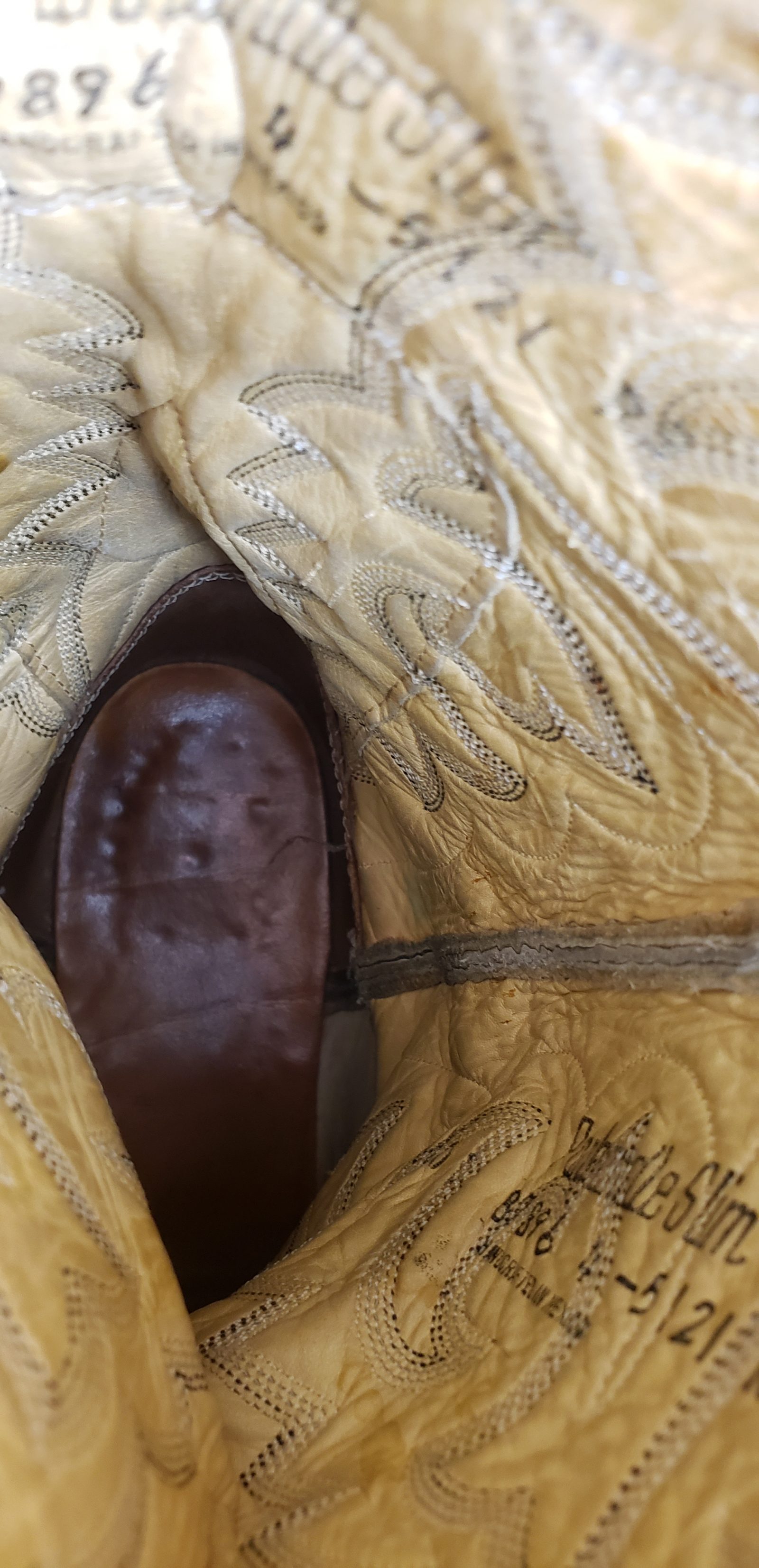 Panhandle Slim Full Quill Ostrich Patchwork Two Tone Cowboy Boots Men