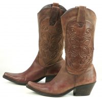 Penny Loves Kenny Hi Noon Tall Distressed Brown Snip Toe Cowboy Boots Women