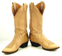 Sanders Golden Tan Leather Western Cowboy Boots Handcrafted Mexico Men