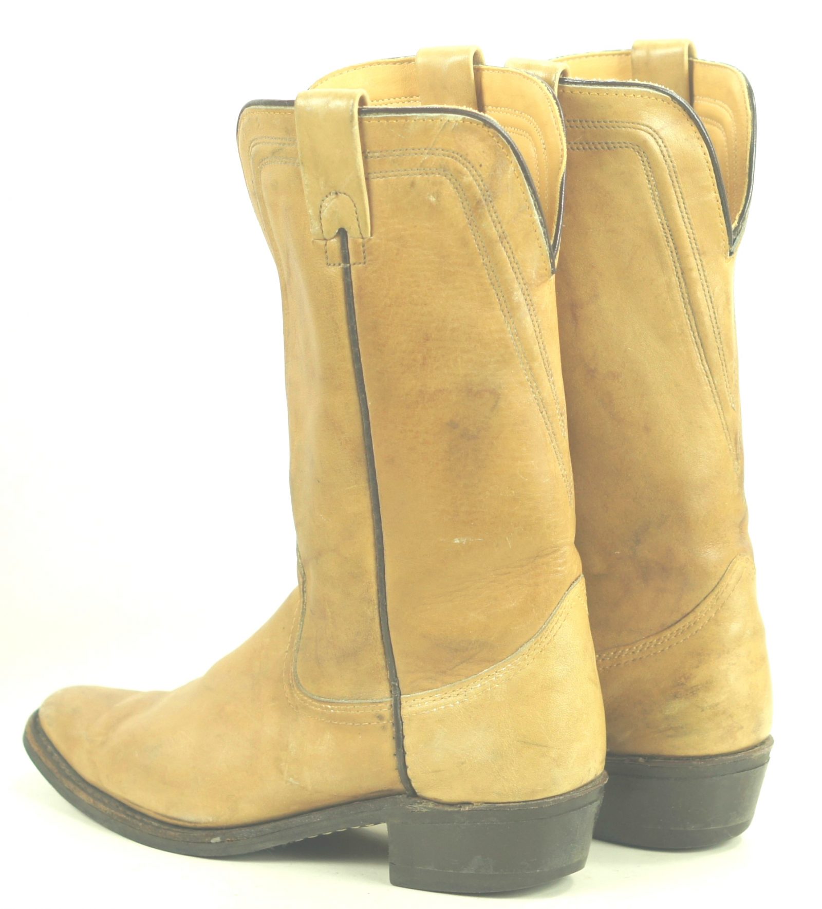 Texas Boot Co Tan Cowboy Western Boots Vintage US Made Oil Resistant Women