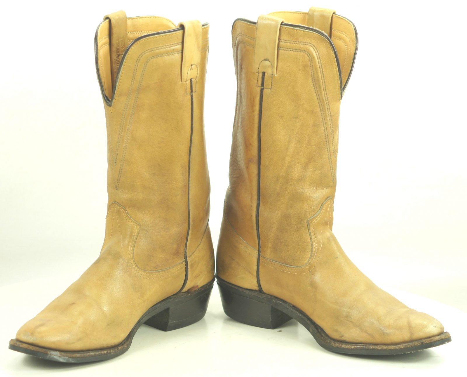 Texas Boot Co Tan Cowboy Western Boots Vintage US Made Oil Resistant Women