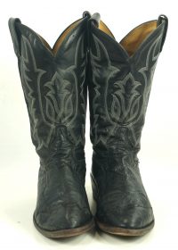 Tony Lama All Black Full Quill Ostrich Cowboy Boots USA Handcrafted Men