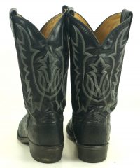 Tony Lama All Black Full Quill Ostrich Cowboy Boots USA Handcrafted Men
