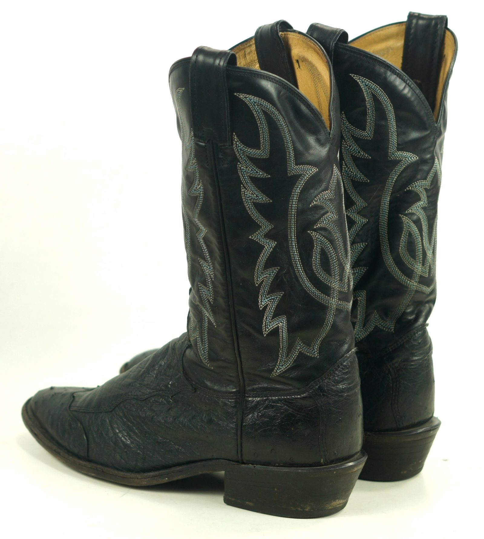 Tony Lama All Black Full Quill Ostrich Cowboy Boots USA Handcrafted Men