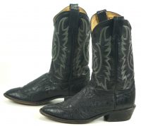 Tony Lama All Black Full Quill Ostrich Cowboy Boots USA Handcrafted Men