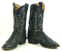 Tony Lama All Black Full Quill Ostrich Cowboy Boots USA Handcrafted Men