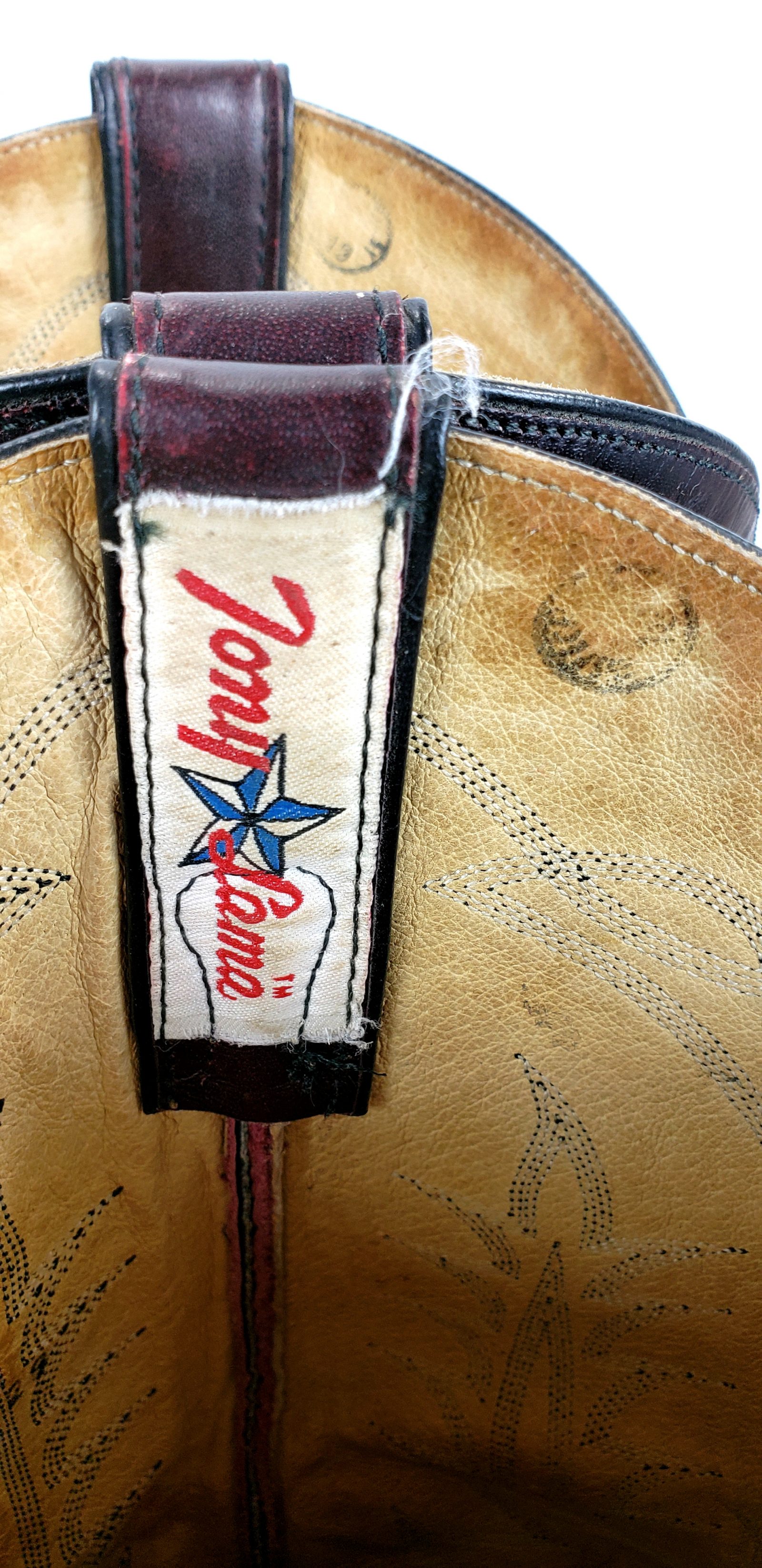 Tony Lama Black Cherry Leather Western Cowboy Boots Vintage White Label Men (12)