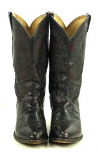 Tony Lama Black Cherry Leather Western Cowboy Boots Vintage White Label Men (3)