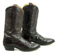 Tony Lama Black Cherry Leather Western Cowboy Boots Vintage White Label Men (5)