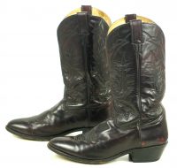 Tony Lama Black Cherry Leather Western Cowboy Boots Vintage White Label Men (8)