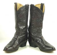 Tony Lama Black Cherry Leather Western Cowboy Boots Vintage White Label Men (9)