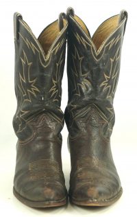 Tony Lama Cowboy Boots Peanut Brittle Vintage 70s Black Label USA Made Mens (1)