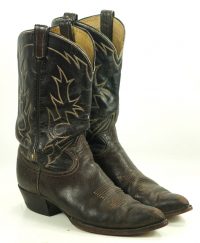 Tony Lama Cowboy Boots Peanut Brittle Vintage 70s Black Label USA Made Mens (2)