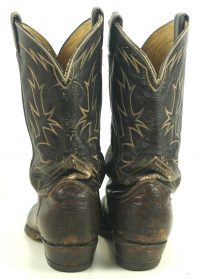 Tony Lama Cowboy Boots Peanut Brittle Vintage 70s Black Label USA Made Mens (4)