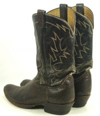 Tony Lama Cowboy Boots Peanut Brittle Vintage 70s Black Label USA Made Mens (5)