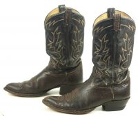 Tony Lama Cowboy Boots Peanut Brittle Vintage 70s Black Label USA Made Mens (6)