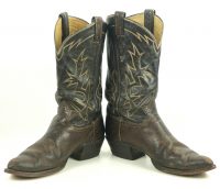 Tony Lama Cowboy Boots Peanut Brittle Vintage 70s Black Label USA Made Mens (7)