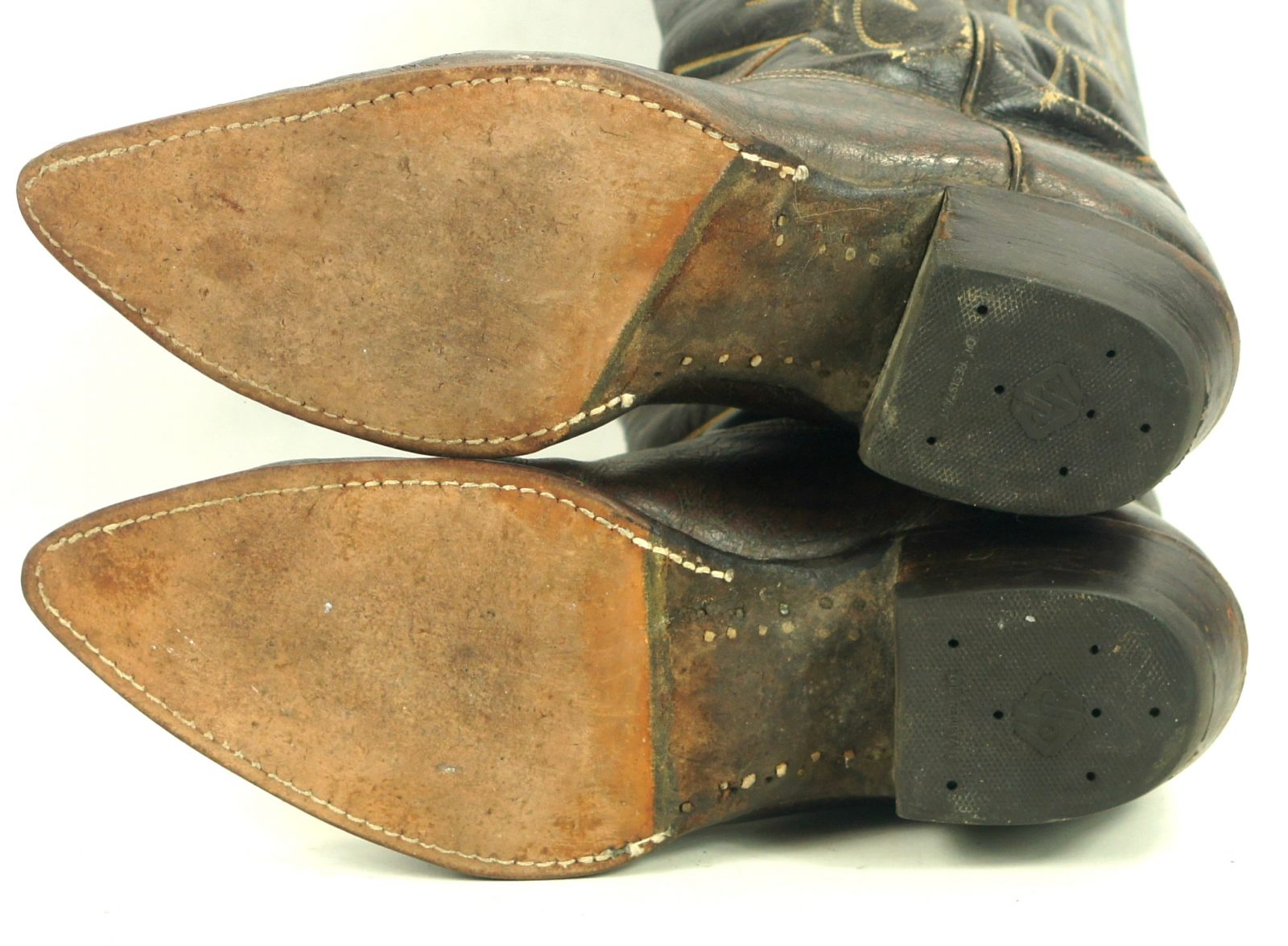Tony Lama Cowboy Boots Peanut Brittle Vintage 70s Black Label USA Made Mens (8)