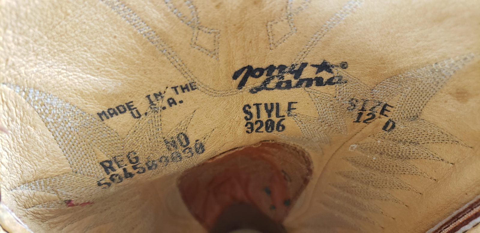 Tony Lama Cowboy Boots Vintage US El Paso TX Made 10 Row Rainbow Stitch Men