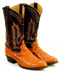 Tony Lama Cowboy Boots Vintage US El Paso TX Made 10 Row Rainbow Stitch Men
