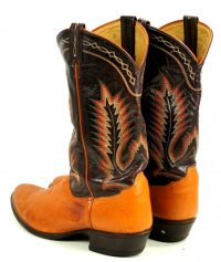 Tony Lama Cowboy Boots Vintage US El Paso TX Made 10 Row Rainbow Stitch Men