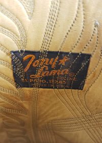 Tony Lama Gray Navy Leather Cowboy Boots Vintage Black Label US Made Men