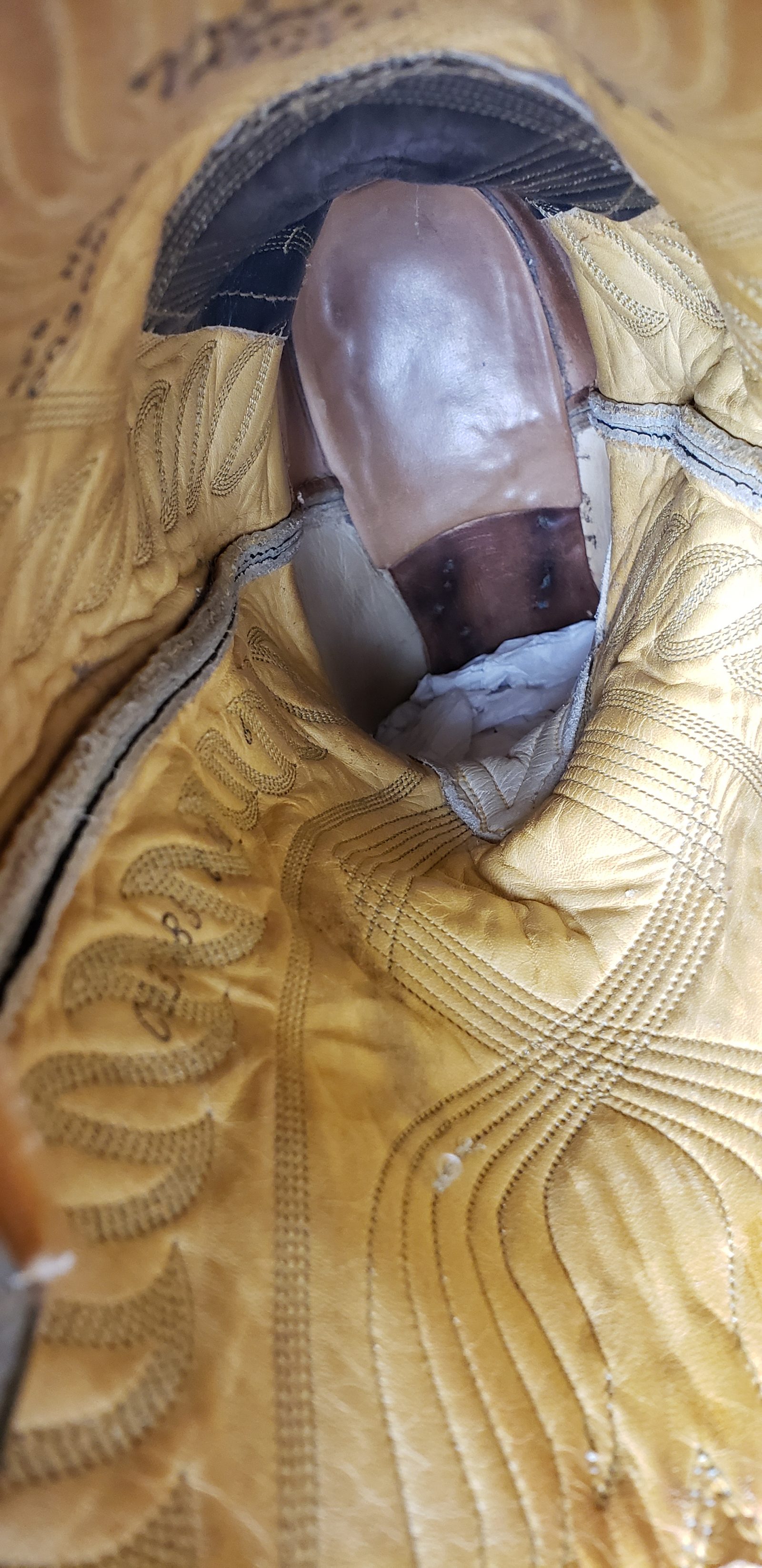 Tony Lama Gray Navy Leather Cowboy Boots Vintage Black Label US Made Men