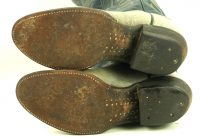 Tony Lama Gray Navy Leather Cowboy Boots Vintage Black Label US Made Men