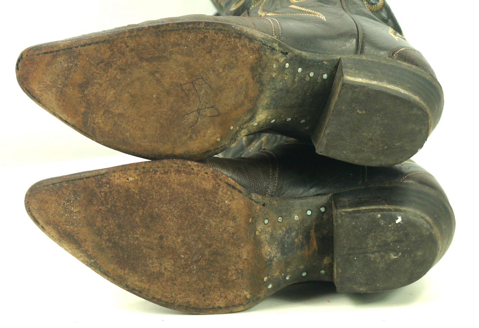 Tony Lama Lizardskin Cowboy Western Boots Vintage Spats Look Brown Black Women (10)