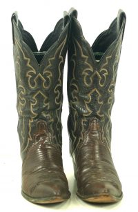 Tony Lama Lizardskin Cowboy Western Boots Vintage Spats Look Brown Black Women (2)