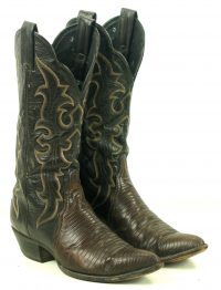 Tony Lama Lizardskin Cowboy Western Boots Vintage Spats Look Brown Black Women (3)