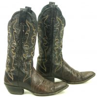 Tony Lama Lizardskin Cowboy Western Boots Vintage Spats Look Brown Black Women (4)