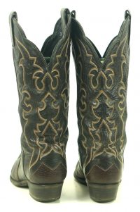 Tony Lama Lizardskin Cowboy Western Boots Vintage Spats Look Brown Black Women (5)