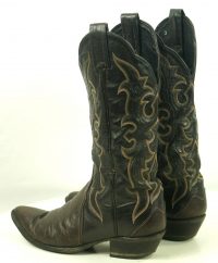 Tony Lama Lizardskin Cowboy Western Boots Vintage Spats Look Brown Black Women (6)