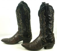 Tony Lama Lizardskin Cowboy Western Boots Vintage Spats Look Brown Black Women (7)