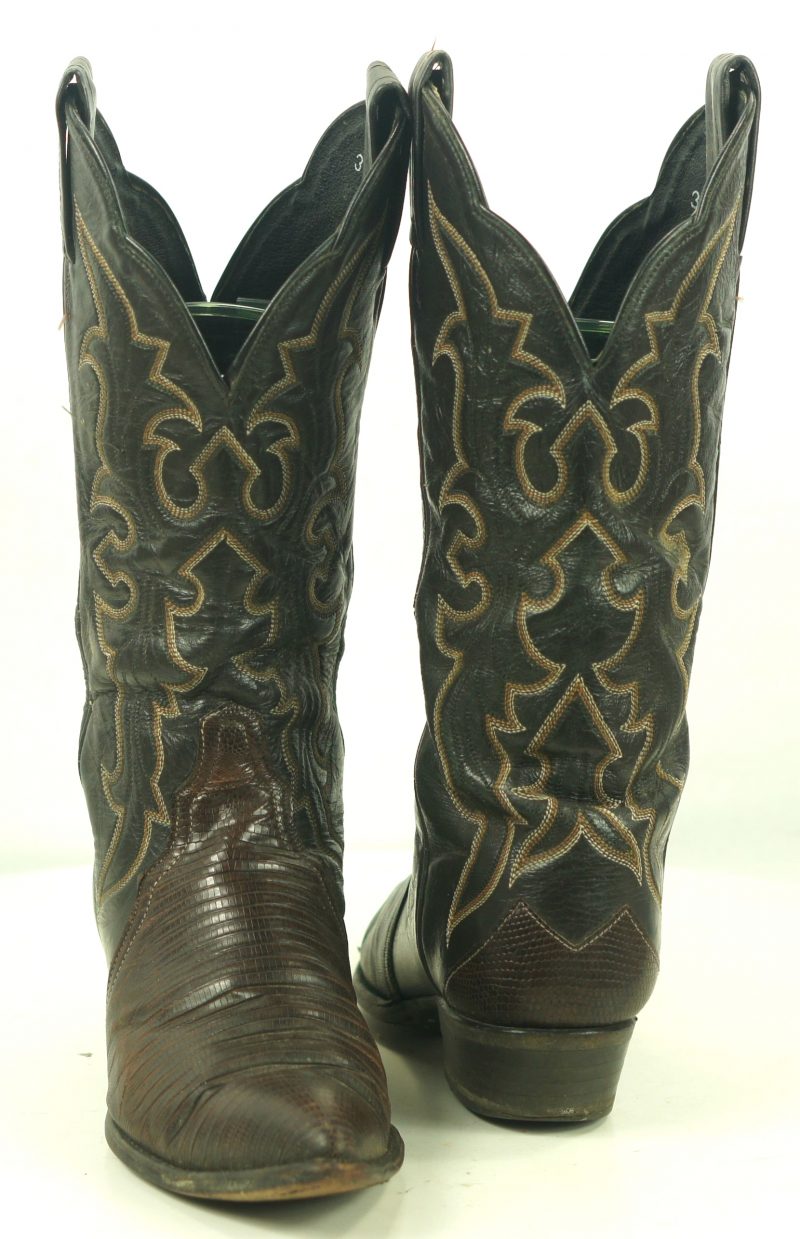 Tony Lama Lizardskin Cowboy Western Boots Vintage Spats Look Brown Black Women (8)