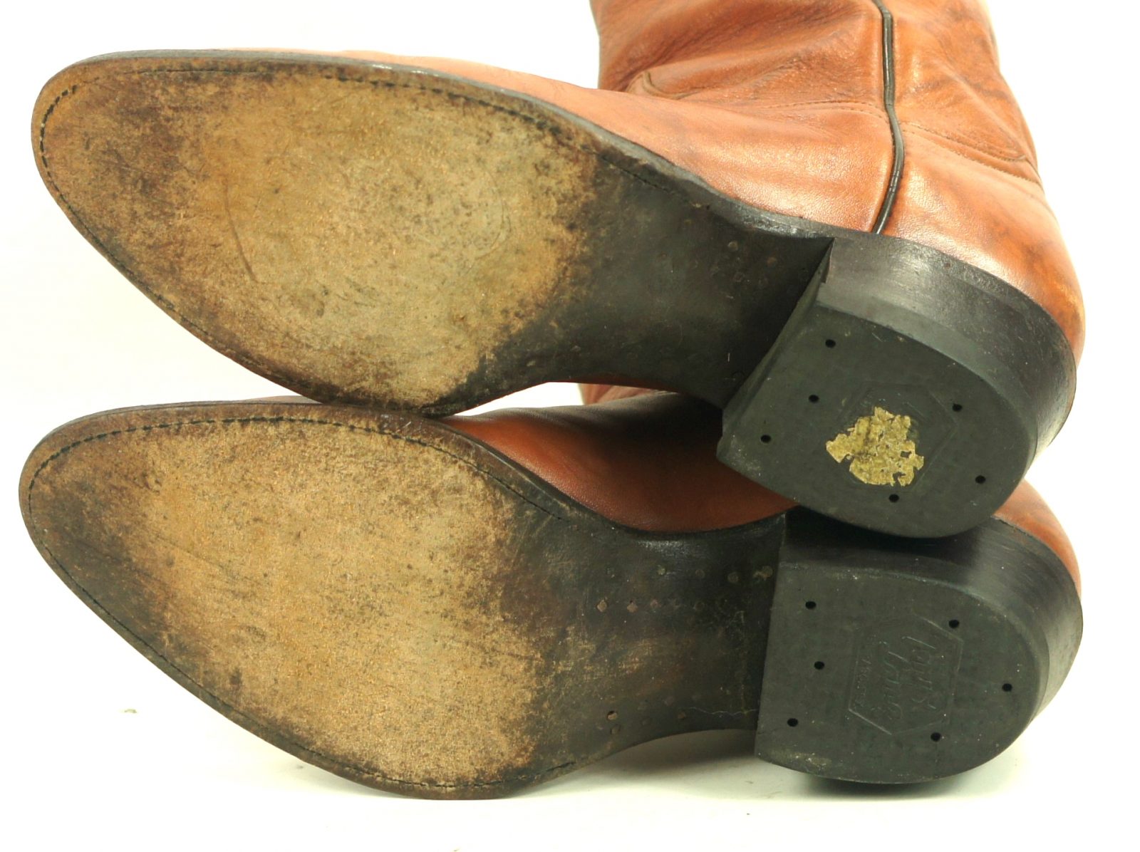 Tony Lama Marbled Caramel Leather Cowboy Boots Vintage US Made Men