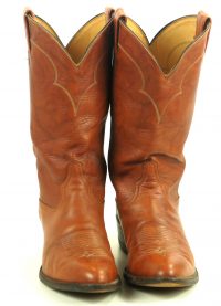 Tony Lama Marbled Caramel Leather Cowboy Boots Vintage US Made Men